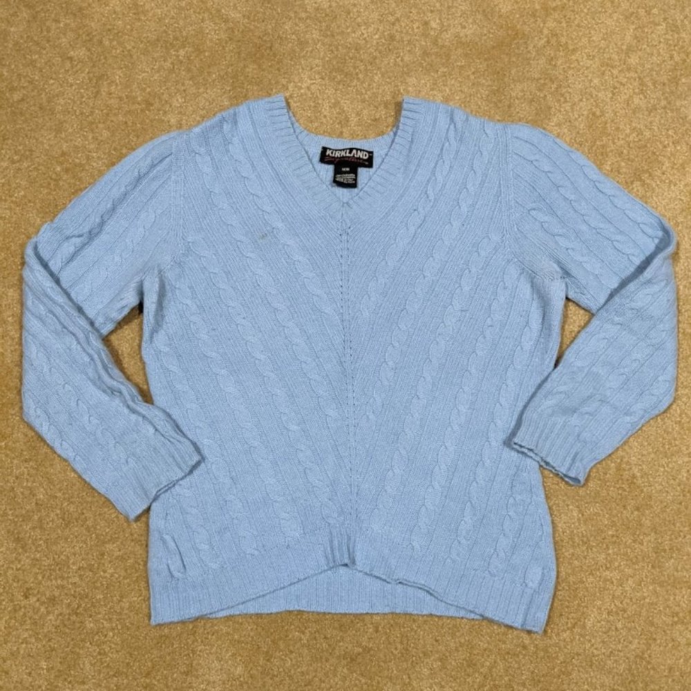 Kirkland Cashmere Light Blue V-Neck Sweater